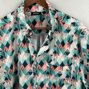 WeSC Oden Tropical Abstract Parrot Print Button-Up Unisex Men Large Woman XL